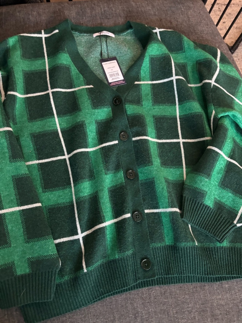 Smash & Tess Green Plaid Cardigan Sweater - M/L